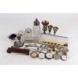 Mixed silver. A collection of mixed silver & white metal, including spoons, powder compact, white