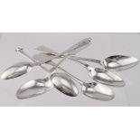 Mixed lot of six mainly Georgian silver teaspoons, comprising two York - James Barber & W.M.