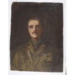 Military interest. Oil on canvas, depicting a portrait of a Lincolnshire Regiment Officer., with a