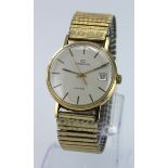 Gents 9ct cased Gerrards quartz wristwatch, presentationally engraved on the back, on an