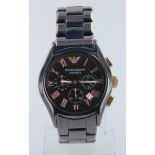 Gents Emporio Armani Ceramica chronograph wristwatch Ref AR-1410. VGC, no box but with a new battery