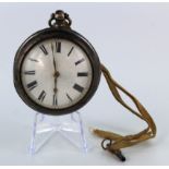 Victorian silver pair cased pocket watch, by Benjamin Lincoln, Aldborough, white enamel dial with