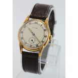 Gents gold plated Lanco manual wind wristwatch, The cream dial with arabic numerlas and subsidiary