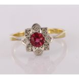 18ct Ruby and Diamond set Ring size N weight 2.6g