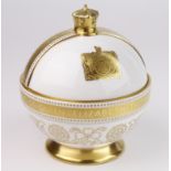 Minton 1953 Elizabeth II Coronation orb (white), height 140mm, diameter 125mm approx., Limited