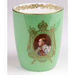 Royal Doulton 1937 Edward VIII Coronation beaker (green), height 95mm approx.