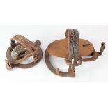 Two iron animal traps, circa 19th Century, diameter 16cm & 11cm approx.