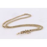 Yellow gold solid curb chain, stamped 14 Kt, with bolt ring and swivel clasp, length 40cm