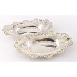 Two late Victorian silver Bon Bon dishes, hallmarked Sheffield 1902 by Walker & Hall. Approx 5oz