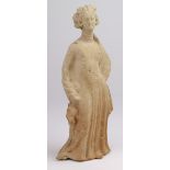 Statue. An early Greek terracotta female statue, circa 4th - 1st Century B.C., repaired at neck,