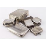 Mixed Silver. A collection of mixed silver items, including cigarette cases, vesta cases, matchbox