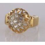 Tested as 14ct yellow gold ring set with cz, finger size M, weight 3.6g