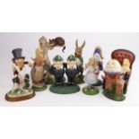 Alice in Wonderland interest. A collection of ten mostly Goebel Alice in Wonderland figures,