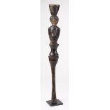 Carved figural staff, circa late 19th Century, depicting a female (possibly Congo), length 37cm