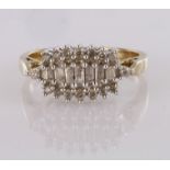 9ct yellow gold diamond cluster ring totalling 0.50ct, finger size Q, weight 4.0g