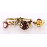 Job lot of 9ct Gold stone set Rings weight 14.4g (6)
