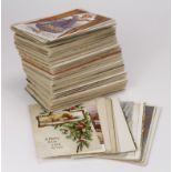Christmas / New Year art drawn range of old postcards, good large selection (approx 280)