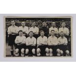 Football - Swansea Town 1951/52 b&w postcard sized team press photo taken before FA Cup Match at