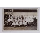 Football - Sunderland c1906 RP postcard showing two sets of players taken in front of stand. One