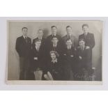 Football - Cardiff City 1944/45 b&w postcard sized press photo of members of team in hotel before