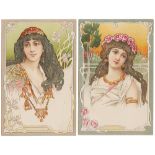 Art Nouveau, Two beauties with gold necklaces   (2)