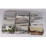 Plastic tray full of various old mixed postcards (qty)