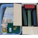 Large plastic crate of mixed material inc several GB FDC's, Booklets, few Presentation Packs,