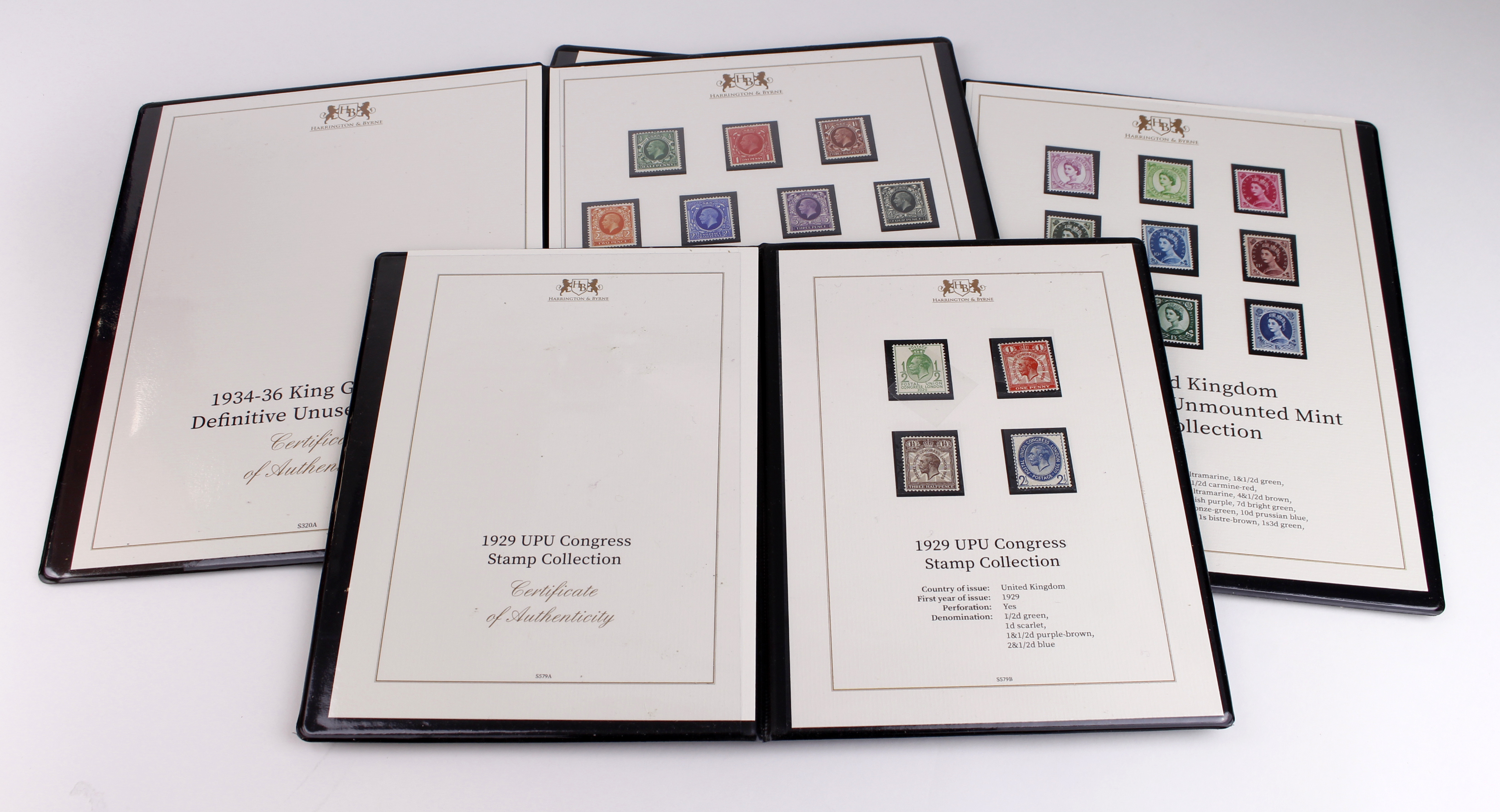 GB - Harrington & Byrne investment portfolio luxury presentation books with unmounted mint 1929 UPU,