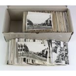 Topographical real photos, housed in long box, varied collect commencing with letter W, duplication