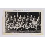 Football - Newport County 1926/7 b&w postcard sized photo of team squad, etc. Annotated to