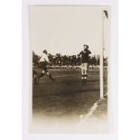 Football - Barcelona v Civil Service 1926, RP postcard of match action from the game played in