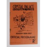 Crystal Palace v Clapton Orient, Div 2, 26/12/1936 programme