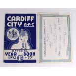 Cardiff City signed cards 9"x6" issued to celebrate 1946/47 champions Div 3 South. Signed to playing