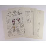 Comic Postcard interest. A group of four original pencil drawings for Bamforth comic postcards,