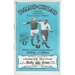 England v Scotland at Wembley programme - 5th April 1930