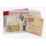 Military ephemera all United States - inc Gem Blades Buy War Bonds and Stamps record, cloth badge,