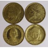 French Exhibition Medals (4) yellow metal bronze alloy d.32mm: Four different issues from the