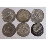 Sassanian Silver Drachms (6) mixed grade.