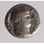 Roman Imperial, Nero silver denarius, Rome 54-68 AD, 3.15g, 17mm. Obv: NERO CAESAR AVGVSTVS,