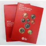Annual Coin Set 2014 (fourteen coins) BU in the Royal mint folder with booklet and sleeve.