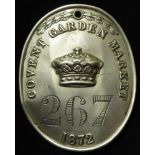 Covent Garden Market 1872 large white metal Porter's Arm Badge No. 267