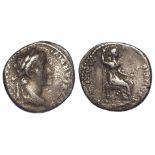 Roman Imperial, Tiberius silver "tribute penny" denarius, Lugdunum, 3.62g, 18mm. Obv: Laureate