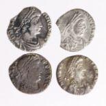 Roman Imperial (4) clipped or chipped silver siliquas of Julian II, Valens, Honorius and Constantine