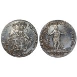 Malta silver 30 Tari 1757, KM# A256, 27.33g, cleaned ex-mount VF (file marks on edge)