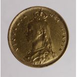 Half Sovereign 1892 ex-mount polished Fine.