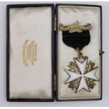 Masonic silver-gilt & enamel Knights of Malta Cross/medal Priory of St. Anthony, Leith; hallmarked