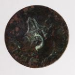 Countermarked Coin: George III Halfpenny or 'evasion' 1775(?) countermarked 'H&C F' obverse with a