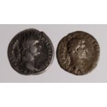 Roman Imperial (2) : Domitian silver denarius, Minerva type RIC 720 nVF/F, and Nerva plated denarius