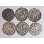 Sassanian Silver Drachms (6) mixed grade.