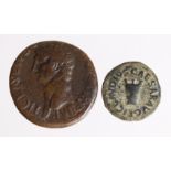 Roman Imperial (2): Claudius AE As, Rome 41-54 AD, Minerva type Fine, along with Claudius AE